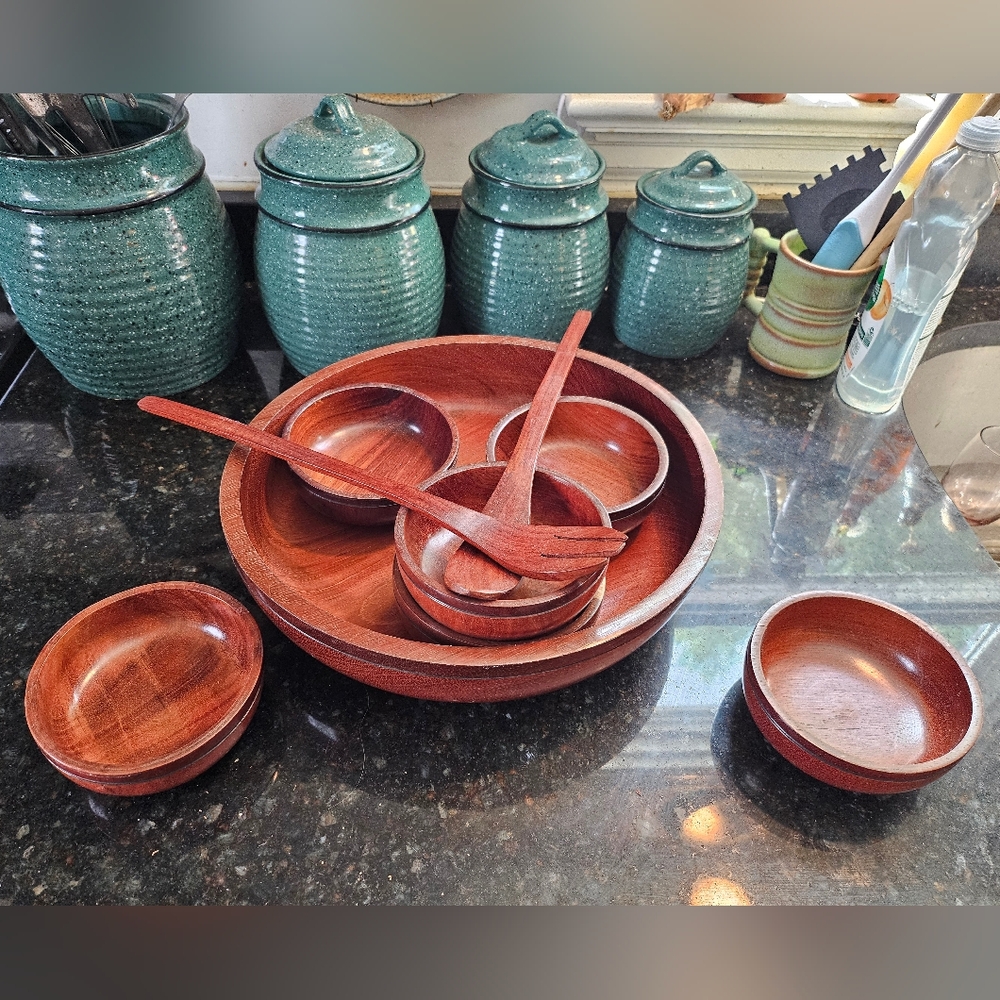 MCM Vintage Wooden Bowl Set (9pcs)